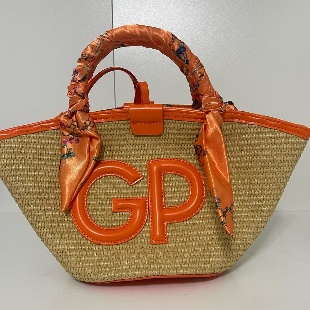 🌟🌟🌼NWT Gilda Paris NWT Tan and Orange Tote with Signature Monogram - Picture 7 of 10